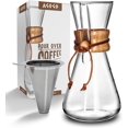 thumbnail image 1 of AGOGO Pour Over Coffee Maker Set Drip Pot with 304 Stainless Steel Filter 6 Cup, 1 of 8