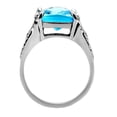 thumbnail image 4 of Womans Silver Aquamarine Ring High polished (no plating) Stainless Steel Ring with Glass in Sea Blue TK021, 4 of 5