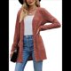 thumbnail image 2 of Cárdigan de Punto Suave para Mujer, Moda Otoño 2025, Abrigo de Larga Abierto con Bolsillos. Rojo Ladrillo S, 2 of 9