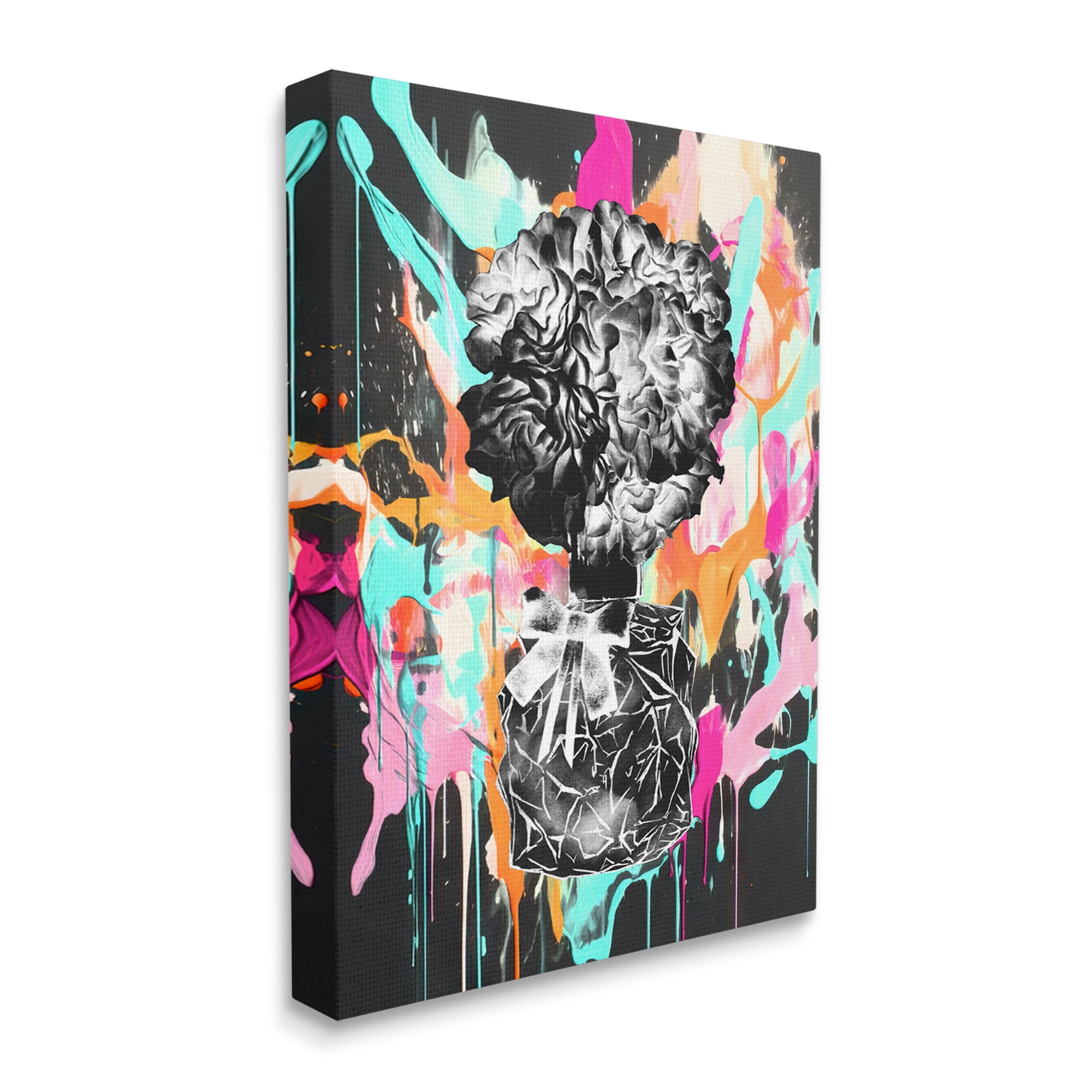 Stupell Industries Urban Flowers Graffiti Abstract Painting Gallery Wrapped Canvas Print Wall Art, 36 x 48