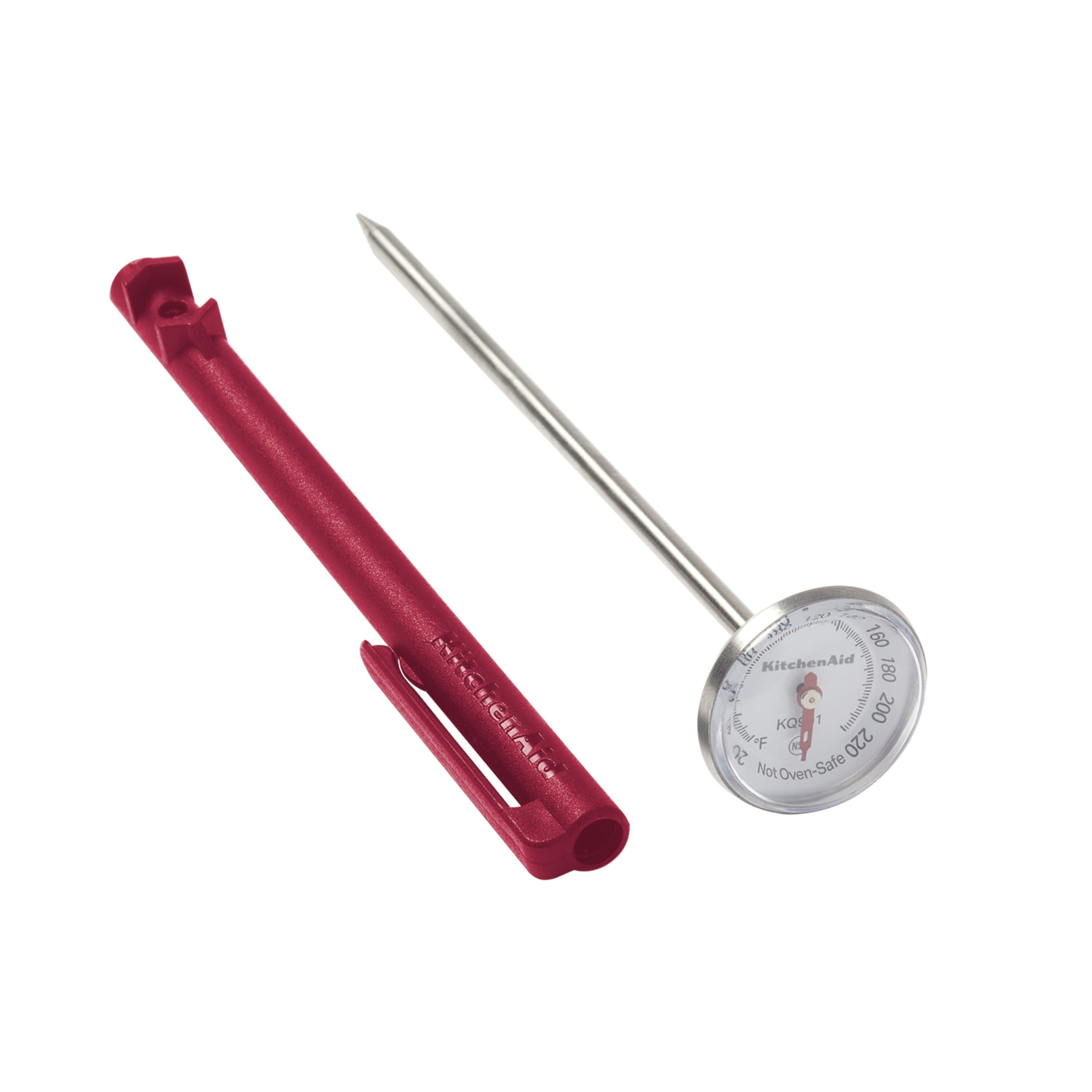 Taylor Instant Read Analog Meat Food Grill BBQ Cooking Kitchen Thermometer  with Red Pocket Sleeve for Calibration, 1 inch dial, Stainless Steel