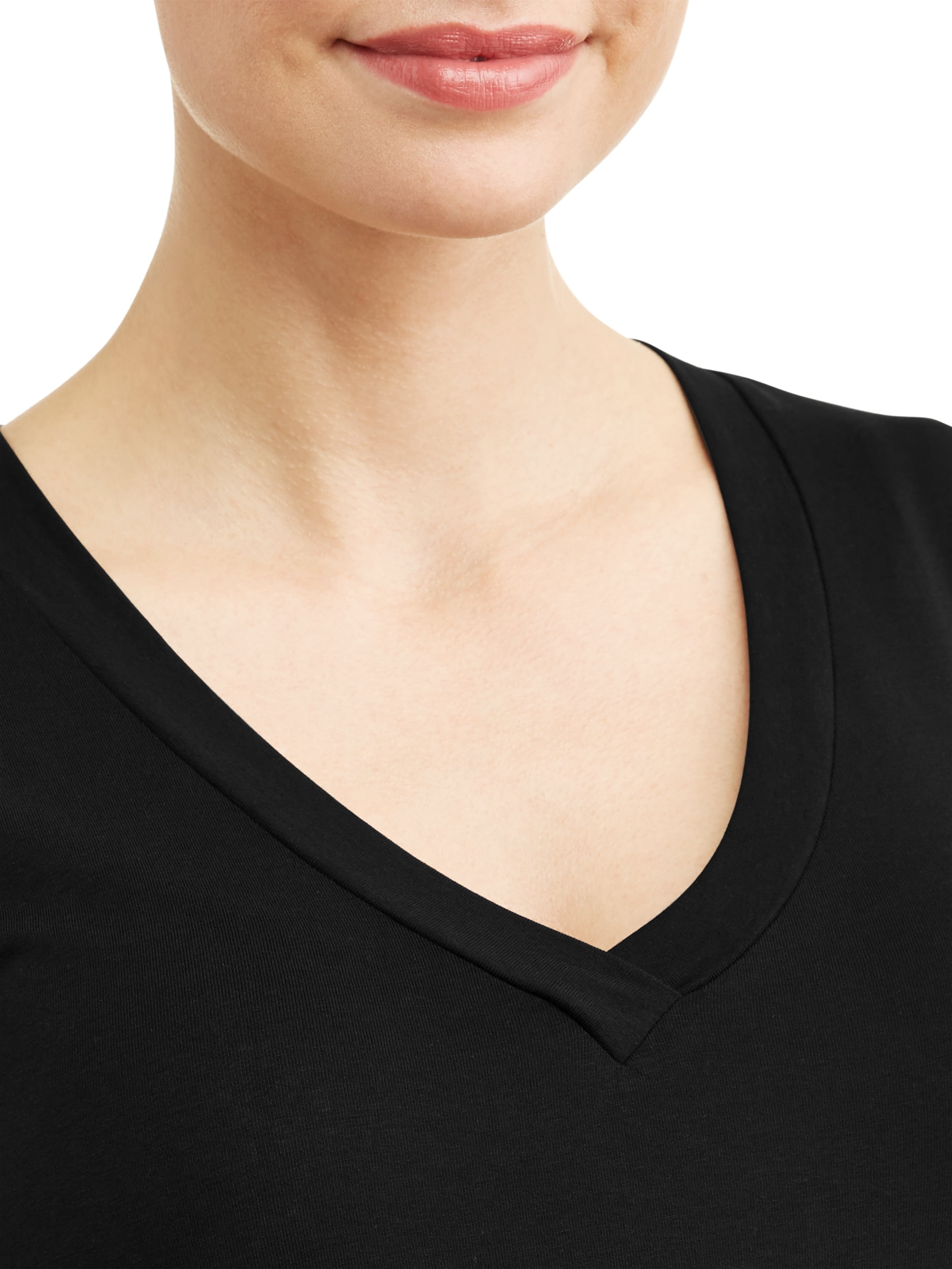 Oh! Mamma Maternity Basic V-Neck Tee With Flattering Side Ruching (Women's and Women's Plus)