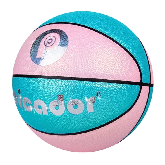 PP PICADOR Glitter Pink Basketball Size 5 for Kids 5-7 Years Old Girls Boys, Indoor Outdoor 27.5’’ PU Youth Junior Basketballs