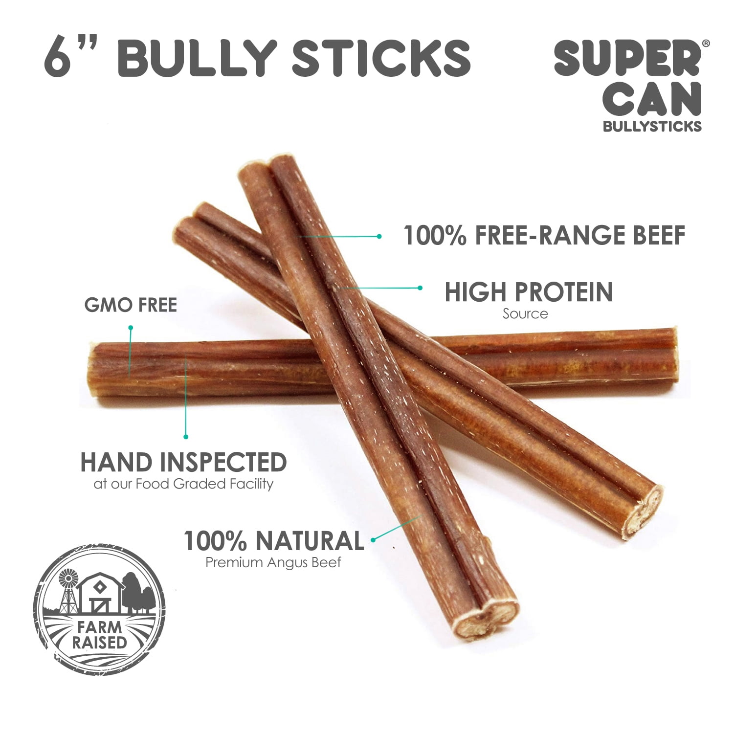 Long Lasting Bully Sticks for Dogs 6" Standard 10 pcs Bag