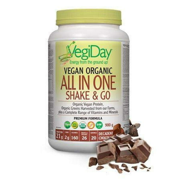 VegiDay Vegan Organic All In One Shake & Go Decadent Chocolate, 900 g