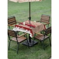 thumbnail image 3 of Outdoor Tablecloth with Umbrella Hole and Zipper, Valentine's Day Square Table Cloth 54x54 Inch Waterproof Tablecloth, Red Truck Love Heart Roses Romantic Wooden Picnic Table Cover for Patio Camping, 3 of 7
