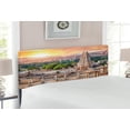 thumbnail image 2 of East Headboard, Viruphaksha Building View up from the Hills Sunset Above City Buildings Rock Tower, Upholstered Decorative Metal Bed Headboard with Memory Foam, Full Size, Orange Cream, by Ambesonne, 2 of 4