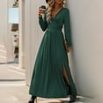 thumbnail image 5 of Women Fashion Solid Elegant Temperament V Neck Sexy Open Long Sleeve Slim Long Dress Large Womens Dress Summer Long Dresses Womens Deep V Neck Printed Bandage Party Wear Dresses Dresses for Women, 5 of 6