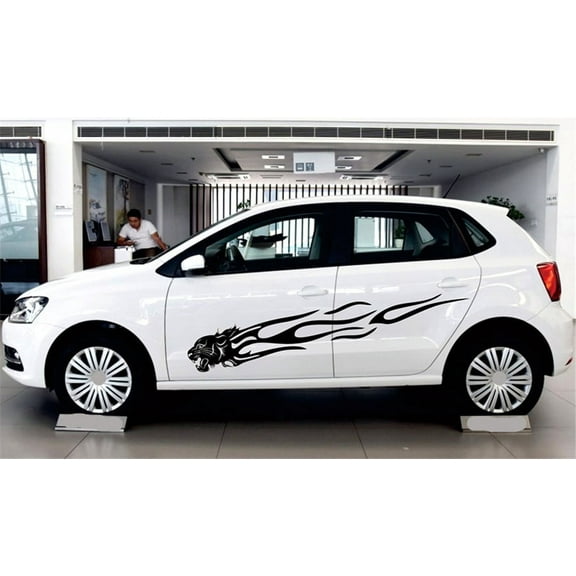 Zyutaosan 1 Set Diy Car Body Side Truck Decal Vinyl Leopard Head Flame Graphics Racing Stripes Sticker Universal (Black)