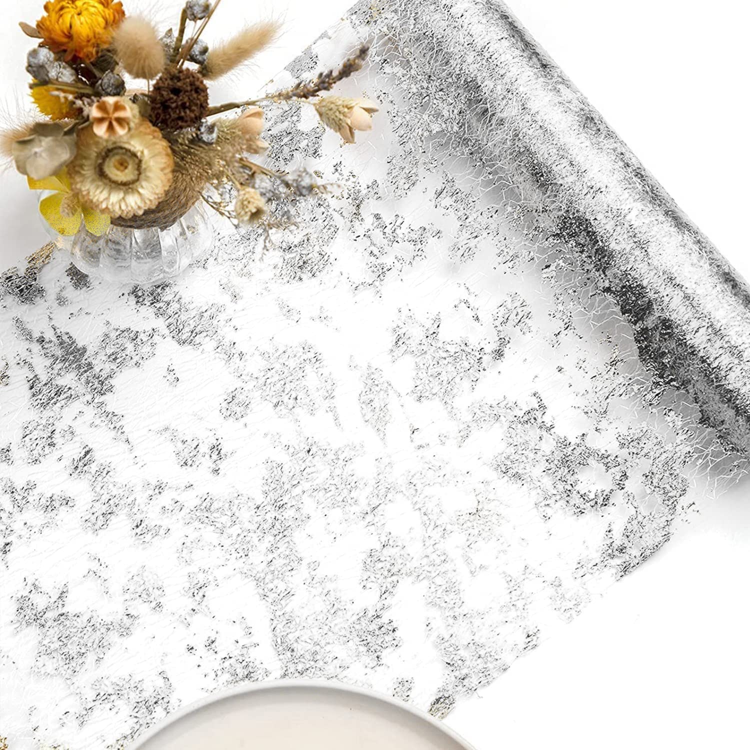 Table Runner for Wedding Decorations, 1 Pc Moyeeka Silver Table Runner