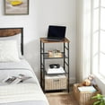 thumbnail image 4 of VECELO 4 Tier End Table with Mesh Shelves, Industrial Style Bedside Table with 2 Wicker Storage Baske for Living Room Bedroom Kitchen, Stable Metal Frame, Easy Assembly, Brown, 4 of 10