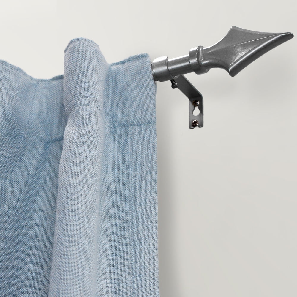 Lumi 28 in. - 48 in. Adjustable Single Curtain Rod 5/8 in. Dia. in Pewter with Arrow finials