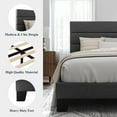 thumbnail image 4 of Allewie Queen Size Platform Bed Frame with Fabric Upholstered Headboard, No Box Spring Needed, Dark Grey, 4 of 10