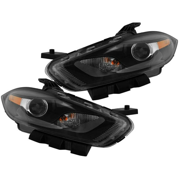 For 2013 14 15 2016 Dodge Dart Headlight Assembly Xenon Black Pair