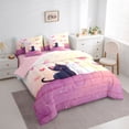 thumbnail image 3 of Homewish Black White Cat Bedding Comforter Set 7pcs, Pink Butterfly King Bedding Sets, Romantic Valentines Day Animal Reversible Bed Sheets, Luxury Bedroom Decor, 3 of 7
