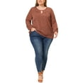 thumbnail image 2 of Agnes Orinda Women's Plus Size Tops Keyhole Neck Long Sleeve Floral Chiffon Blouses 2X Brown, 2 of 7