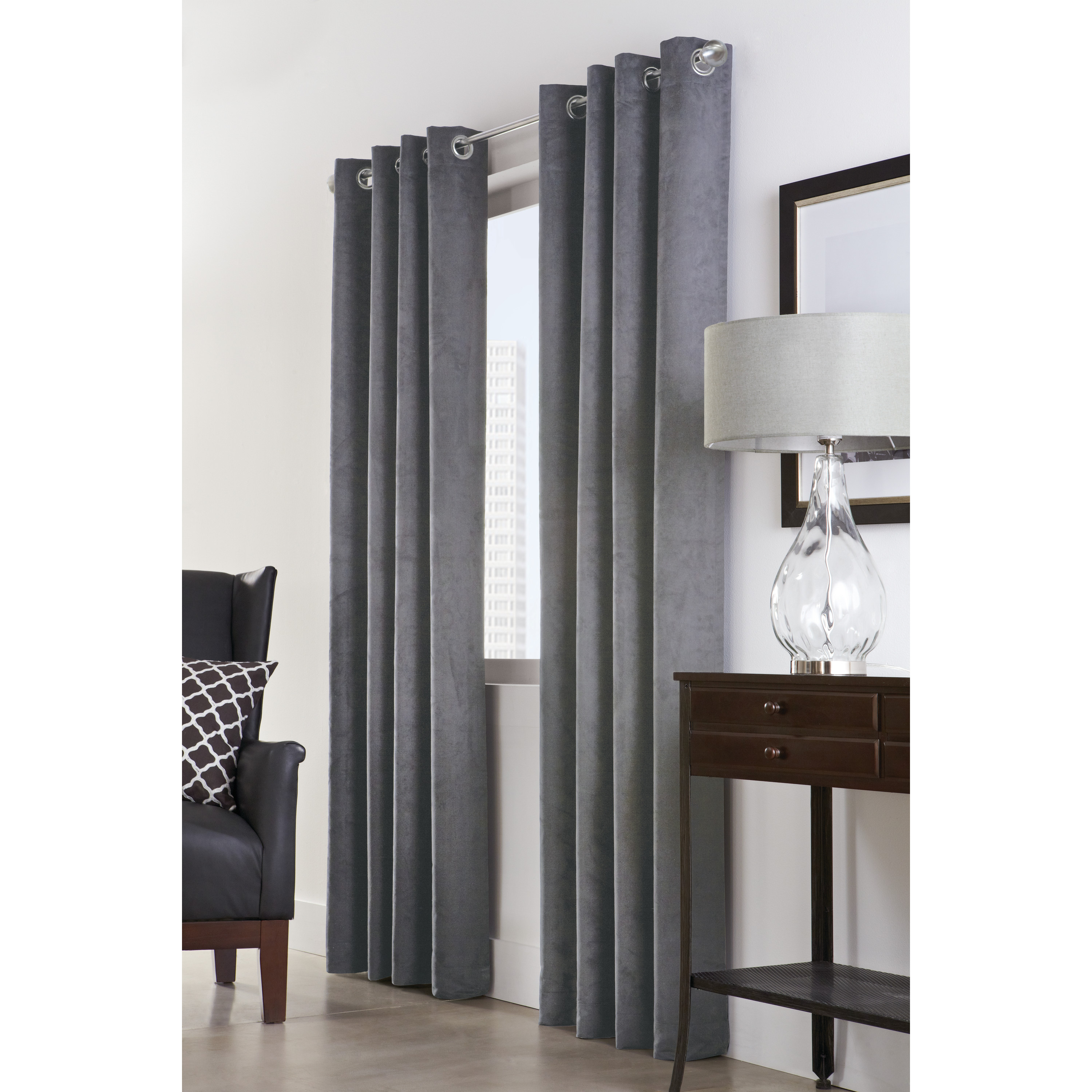 Loft Living Nova Blackout Grommet Indoor Curtain 54 x 108 in Dark Grey