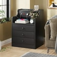 ADORNEVE Nightstand with USB Charger, Hutch, and 3 Storage Drawers