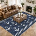 thumbnail image 3 of Area Rugs 5'x7', Navy Blue Anchor Carpet Runner Indoor Outdoor Rugs Home Decor Aesthetic, Nautical Summer Beach Coastal Non Slip Mats Washable Accent Rug for Living Room Bedroom, 3 of 8