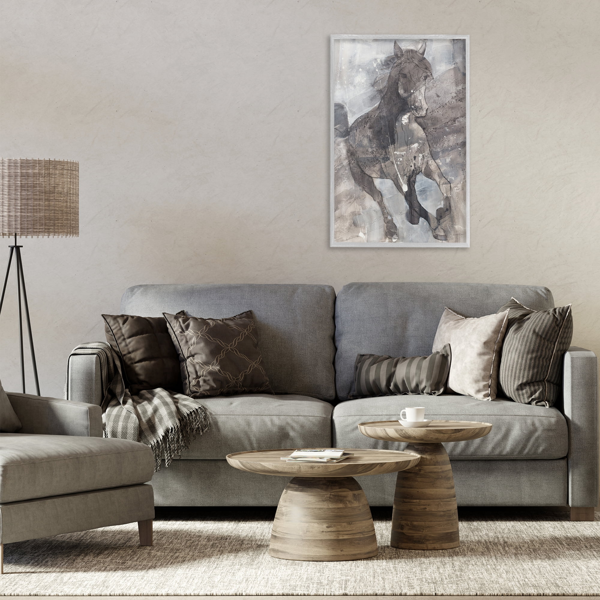 Stupell Industries Free Spirit Stallion Animals & Insects Painting Gray Framed Art Print Wall Art, 20 x 30