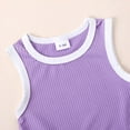 thumbnail image 4 of Penkiiy Newborn Infant Baby Girls Boys Sleeveless Ribbed Solid Knit Jumpsuit Clothes Cotton One-piece Romper 3-6 Months Purple on Clearance, 4 of 9