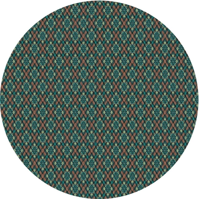 Ahgly Company Tapis Rond Lavable en Machine Intérieur Transitionnel Vert, 5 Pieds Rond