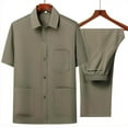 thumbnail image 2 of Jessboyy Mens 2 Piece Button Down Shirts and Pants Sets Casual Going Out Spring Outfits Solid Color Travel Vacation Set Trendy Clothing Set Army Green,XXL, 2 of 3