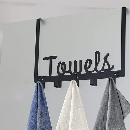 LEORX Over The Door Towel Rack Black Metal Storage 1Set