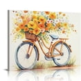 thumbnail image 1 of Cuadro de pared con diseño de bicicleta amarilla de ONETECH, acuarela abstracta, bicicleta con ramo de flores, flores silvestres, cuadro en lienzo para cocina, sala de estar, dormitorio y baño, 1 of 7