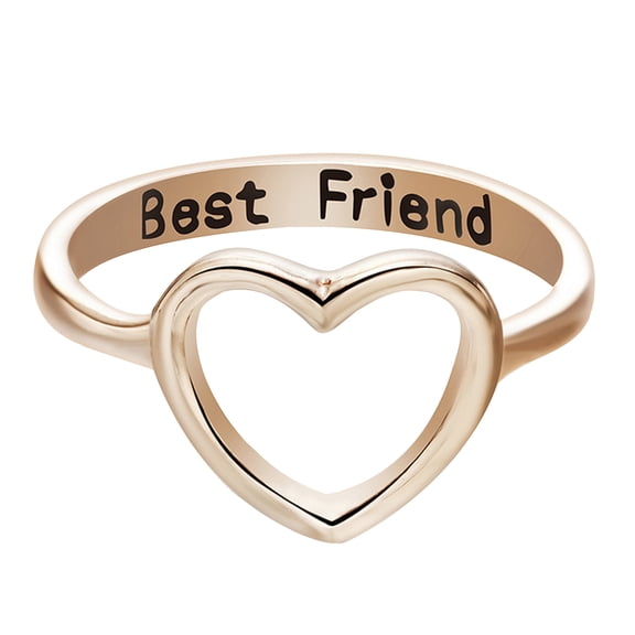 Guodhu Silver Stainless Steel Open Heart Best Friend Ring for Women Teen Statement Promise Anniversary Birthday Ring for Best Friend Sister Daughter