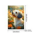 thumbnail image 4 of AMHNF Adorable Dog with Flowers Linen Garden Flag for Spring Summer Home Outdoor Garden Yard Door Decor 12x18 inch, 4 of 5