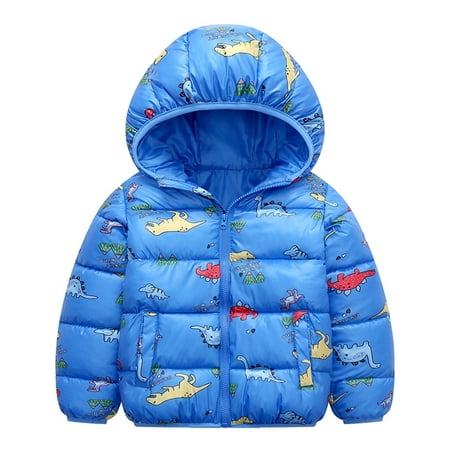 

ZMHEGW Kids Toddler Jacket Kids Baby Boys Girls Winter Warm Outerwear Dinosaur Cartoon Coats Hooded Padded Outwear Fall Outfits 3-4 Years