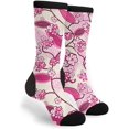 thumbnail image 1 of Chaussettes Unisexes en Coton Décontracté - Chaussettes Fleurs Roses, 1 of 5