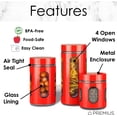 thumbnail image 3 of Diamond Home 3-Piece Airtight 4 Open Window Stackable BPA Free Easy to Clean Canister Set - Red, 3 of 6