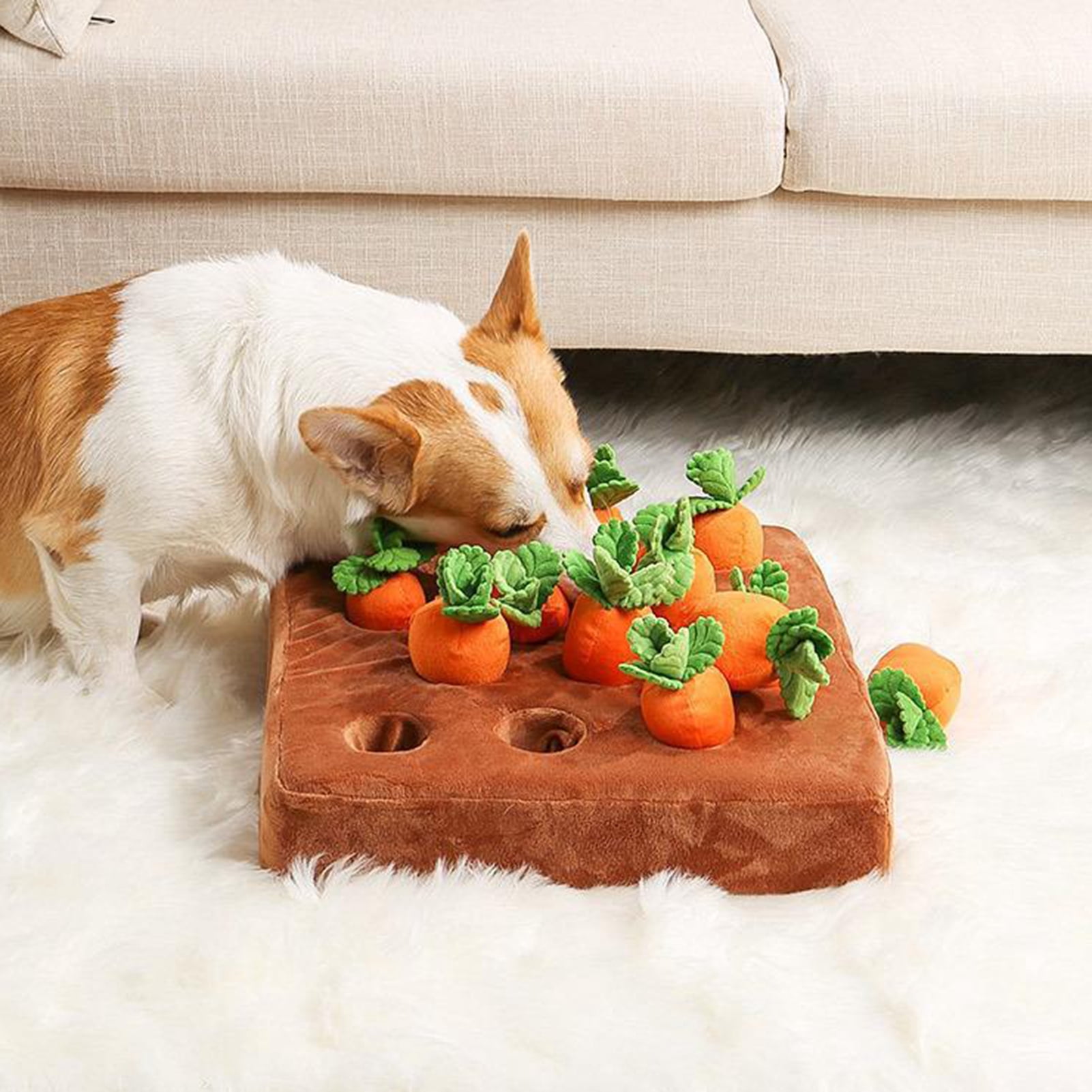 YIFAEUX Carrot Patch Cat Toy Interactive Plush Carrot Patch Toy with 4/12 Squeaky Carrots Pet Puzzle Toy for Indoor Cats