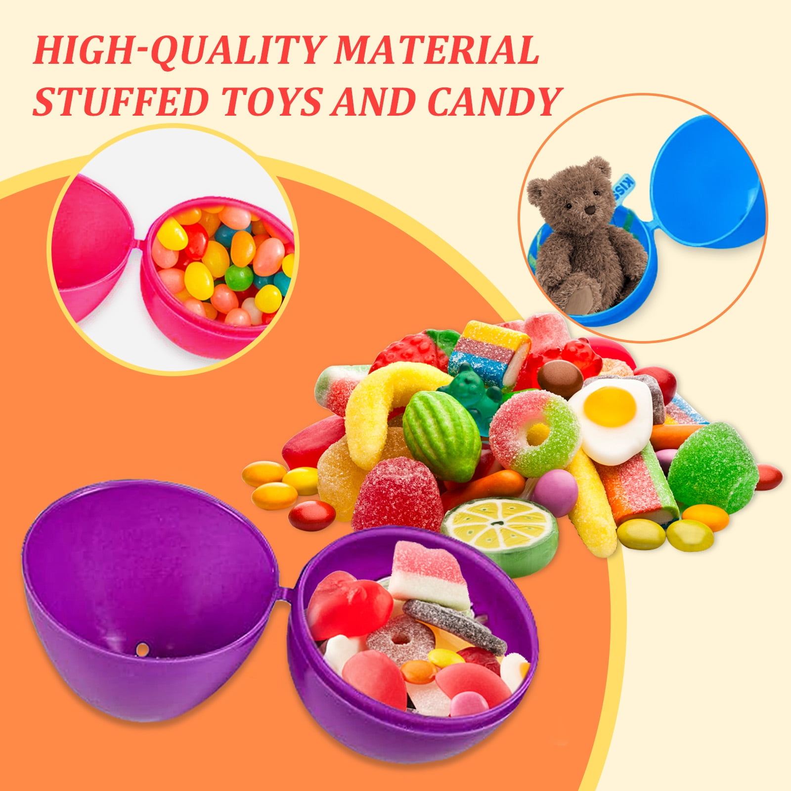 500PCS Plastic Easter Eggs, Empty 2.3" Eggs Bulk Fillable for Easter Hunt Party Favor Basket Stuffers Filler Classroom Prize Supplies Decor