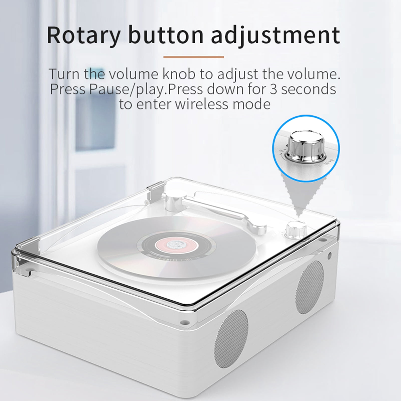 Cd Retro CD Player Multi Functional Music Player Rechargeable Home Speakers With Remote Control Volume Knob U Disk Playback With Headphone Jack