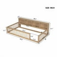 thumbnail image 3 of Bellemave Twin XL Size Floor Bed with Storage Cabinet Twin XL Wood Bed Frame with Headboard and Guardrails Twin XL Storage Bed Frame with Charging Station Low Floor Bed, Natural, 3 of 7