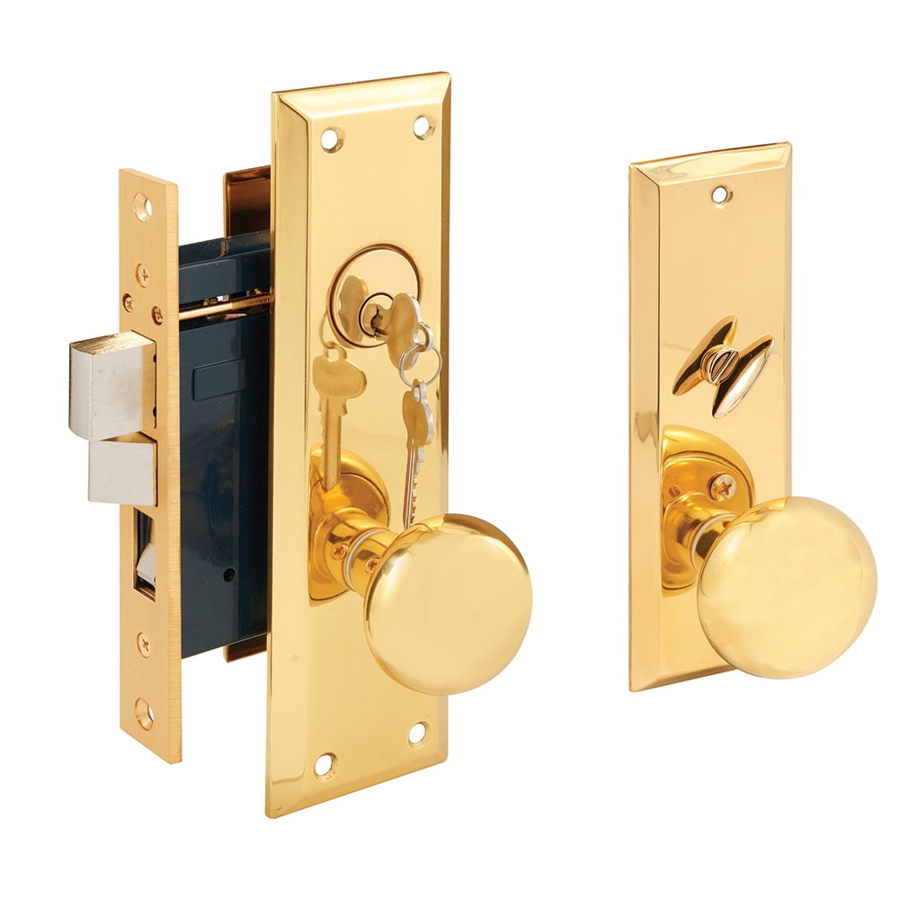21/2 in. Backset, Entrance Mortise Lockset, Wrought Solid Brass, Polished Finish, Right Hand