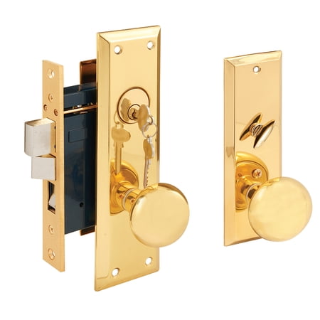 Product photo of 2-1/2 in. Backset Entrance Mortise Lockset Wrought Solid Brass Polished Finish Right Hand Single Cylinder in New/Like New condition