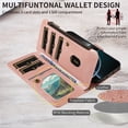thumbnail image 2 of For iPhone 16 Plus Wallet Case, 9 Card Slots RFID Blocking Crossbody Leather Cover, Zipper Pocket, Detachable Wrist & Shoulder Strap, Magnetic Shockproof Protective Phone Case for Women,Pink, 2 of 11