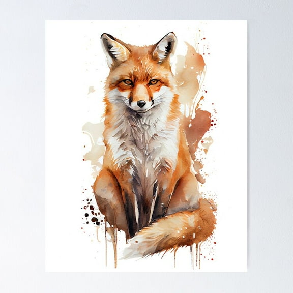 POSTER Majestic Fox Wildlife Collection - Watercolor Art | Digital Art POSTER UNFRAMED, 8x12