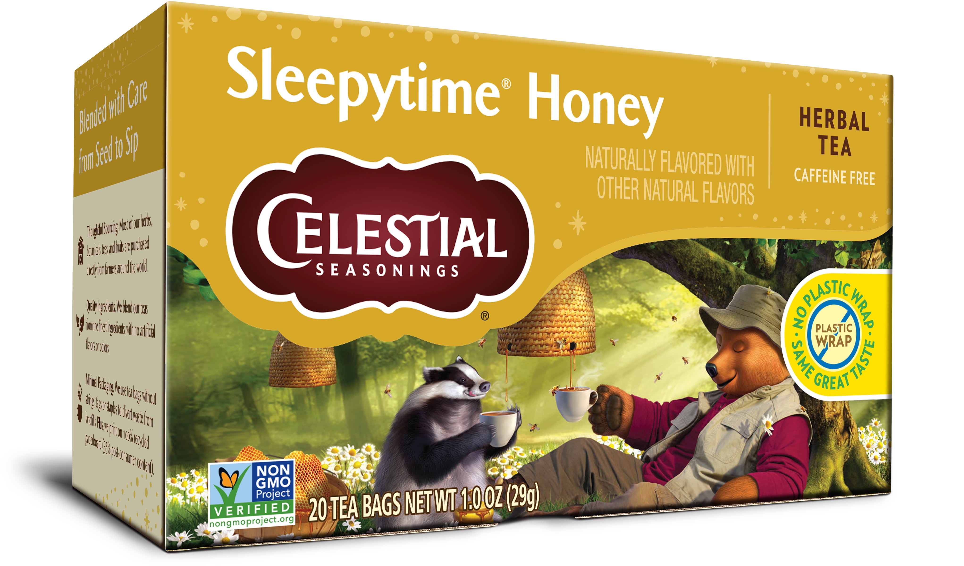 (4 pack) Celestial Seasonings Sleepytime Honey Caffeine-Free Herbal Tea Bags (20 Count)