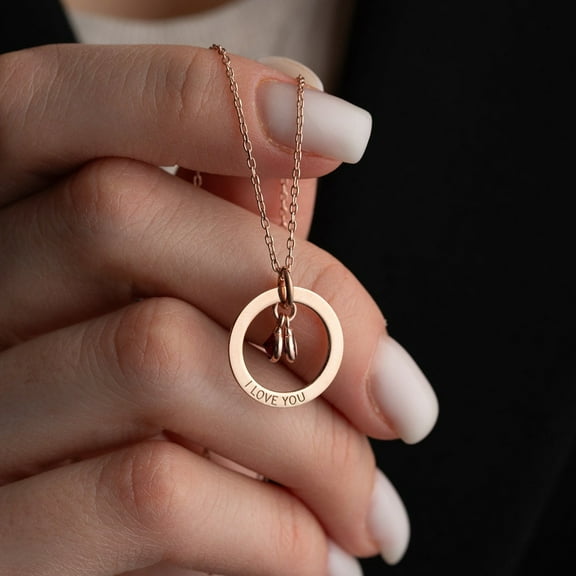 Personalized Engraved Birthstone Circle Necklace