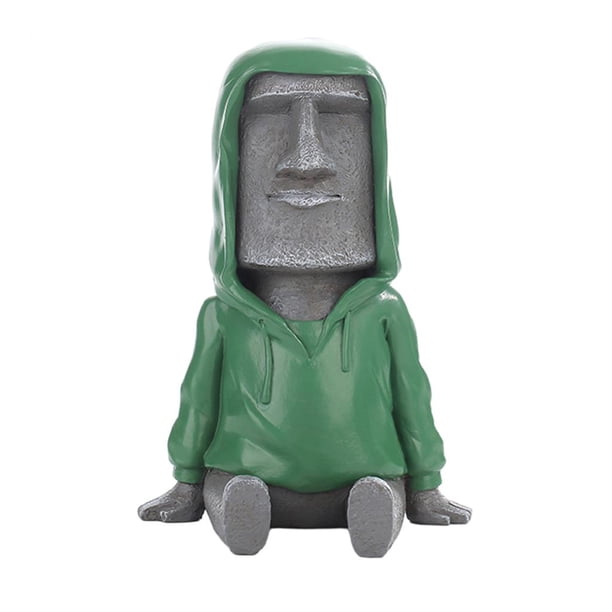 Réplica de cabeza de Moai con detalles realistas, estatua con capucha de la Isla de Pascua, construcción ligera Gris 6