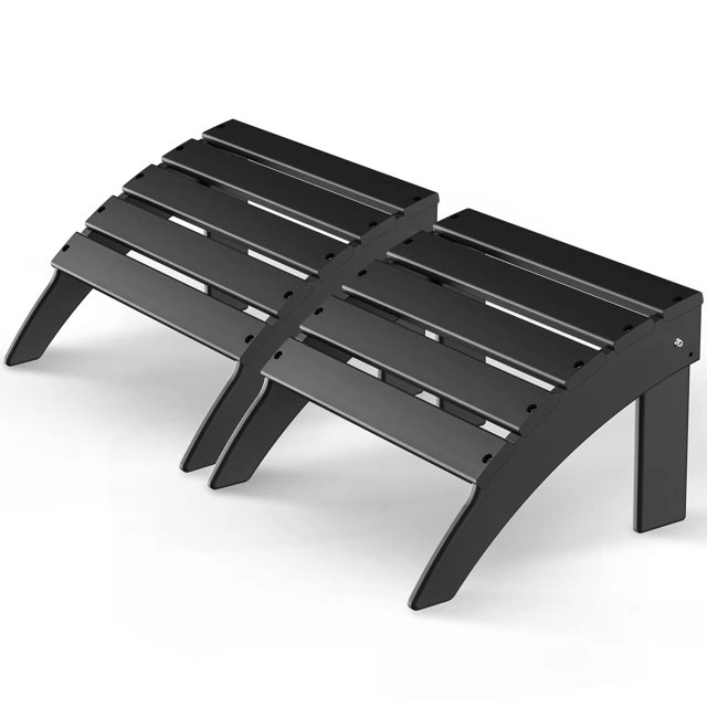 Juego de 2 otomanas Adirondack GREENVINES para pies, negras, de HDPE
