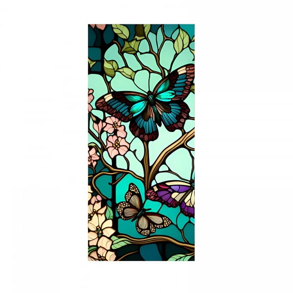 LAMIRO Butterfly Stained Glass Window Film Uv Blocking Non-Adhesive Privacy Window Film Window Decals Static Clings Stain Glass Window Film for Glass