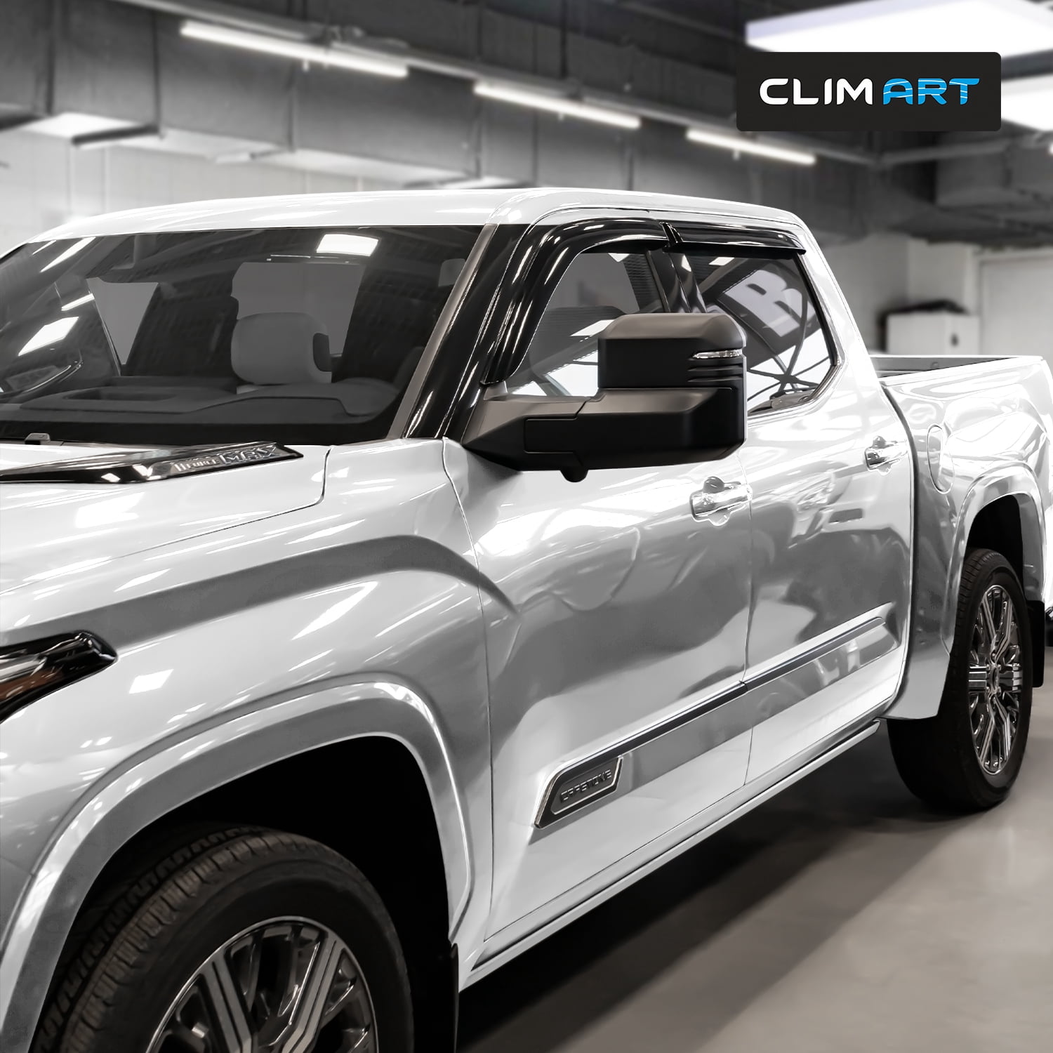 CLIM ART Incredibly Durable Rain Guards for Toyota Tundra 2022-2026 CrewMax, Original Tape-on Window Deflectors, Vent Deflector,Window Visors, Car Accessories,4pcs. - 422285