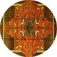 thumbnail image 1 of Ahgly Company Machine Washable Indoor Round Persian Yellow Traditional Area Rugs, 5' Round, 1 of 4
