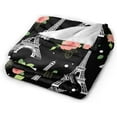 thumbnail image 2 of Paris Eiffel Tower and Roses Flowers (Black) Throw Blanket Ultra Soft Warm All Season Valentine''s Day Decorative Fleece Blankets for Bed Chair Car Sofa Couch Bedroom 50"X40", 2 of 6